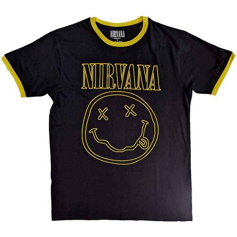 NIRVANA ( OUTLINE HAPPY FACE RINGER ) T-SHIRT