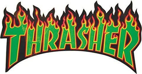 THRASHER ( GREEN FLAME LARGE ) STICKER